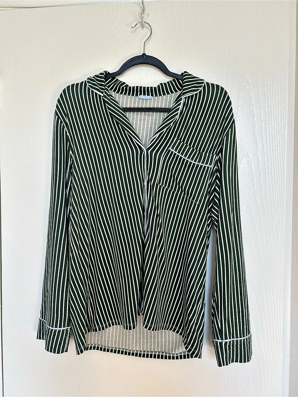 Aerie Striped Button Down in Green & White Size Medium